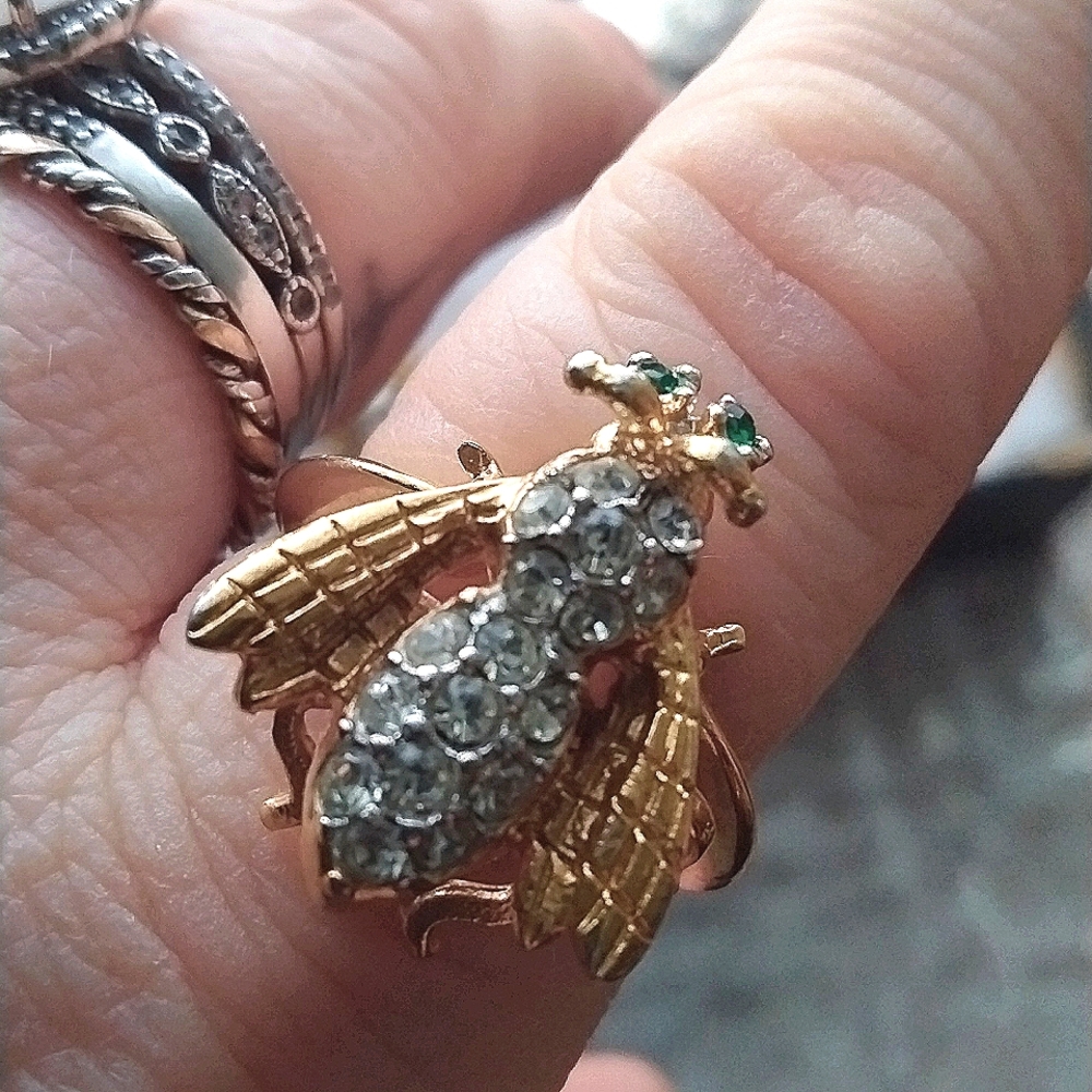 18k Gold Filled Bee Statement Ring - image 5